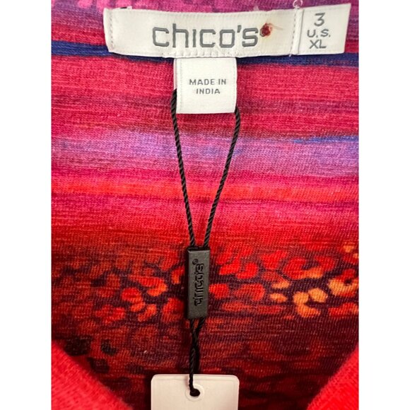 Chico's Cotton Slub Rio Sunset Henley Tee Top Sunset Peach Size 3 XL - Picture 3 of 10